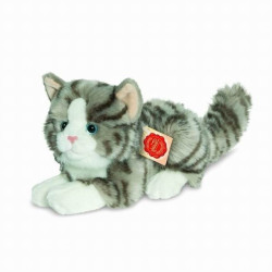 Knuffel Kat Grijs Getijgerd Liggend Klein Knuffel Kat Grijs Getijgerd Liggend Klein