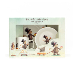Servies Set Bashful Monkey Kom, Kopje en Bord