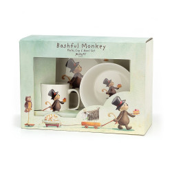 Servies Set Bashful Monkey Kom, Kopje en Bord