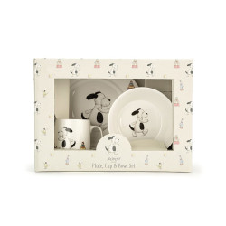 Servies Set Bashful Hond Kom, Kopje en Bord