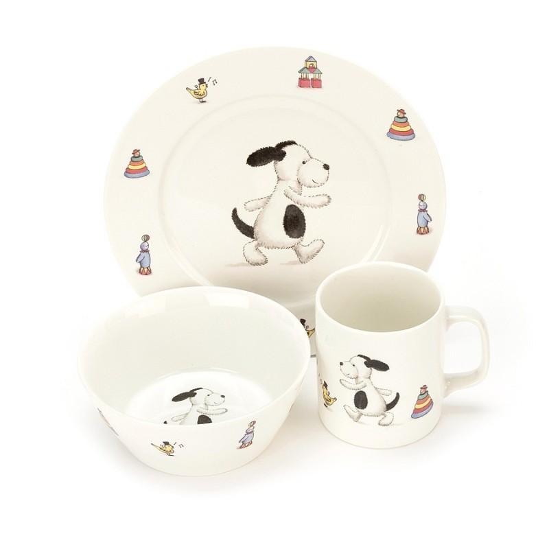 Servies Set Bashful Hond Kom, Kopje en Bord Servies Set Bashful Hond Kom, Kopje en Bord