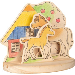 Kleurplaat 3D Paardenmanege Hout