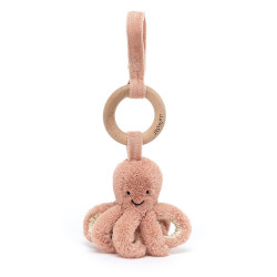 Knuffel Rammelaar Inktvis Odell Octopus Wooden Ring Toy