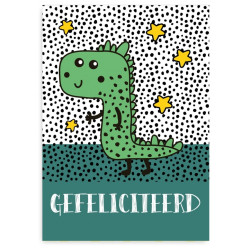Wenskaart Gefeliciteerd (Dino)