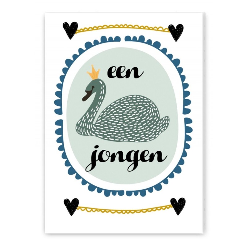 Wenskaart Een Jongen (zwaan)