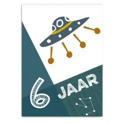Wenskaart 6 Jaar Ruimteschip