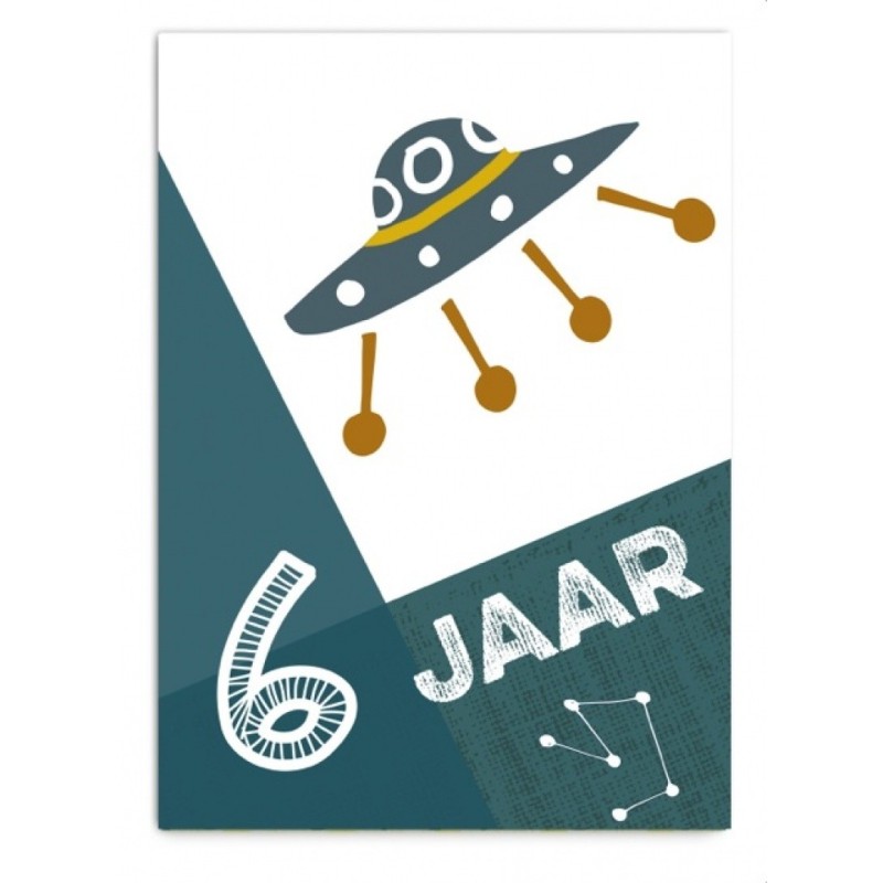 Wenskaart 6 Jaar Ruimteschip
