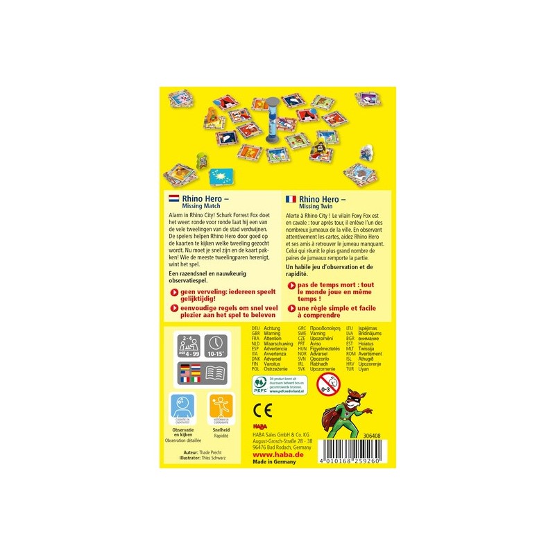 Spel Rhino Hero - Missing twin (Nederlands) Spel Rhino Hero - Missing twin (Nederlands)
