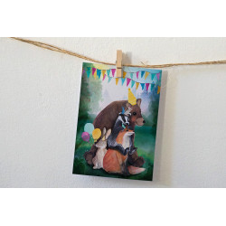 Ansichtkaart Feestelijke Dieren