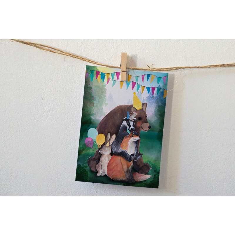 Ansichtkaart Feestelijke Dieren Ansichtkaart Feestelijke Dieren