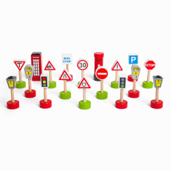 Houten Verkeersborden set 18-delig