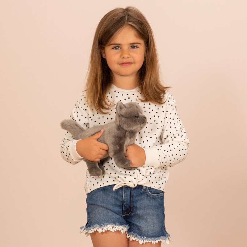 Knuffel Kat Kartuizer Staand 20cm
