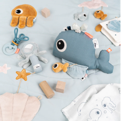 Rammelaar en Activiteitenknuffel Spiegel Jelly Blue