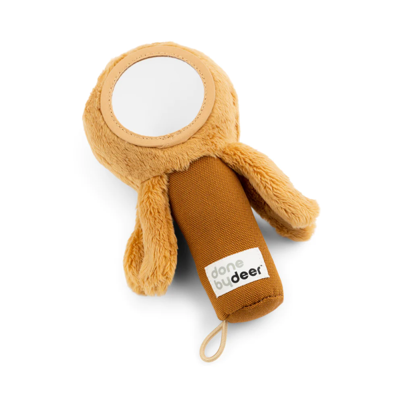 Rammelaar en Activiteitenknuffel Spiegel Jelly Mustard