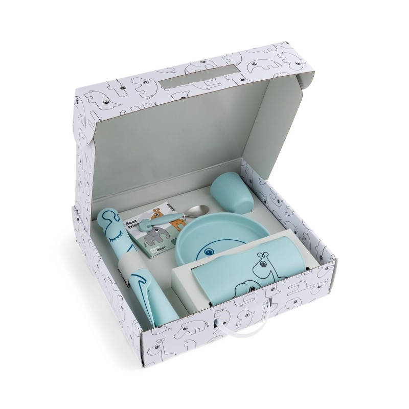 Kinderservies Cadeauset Siliconen Blue