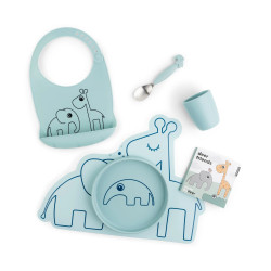 Kinderservies Cadeauset Siliconen Blue