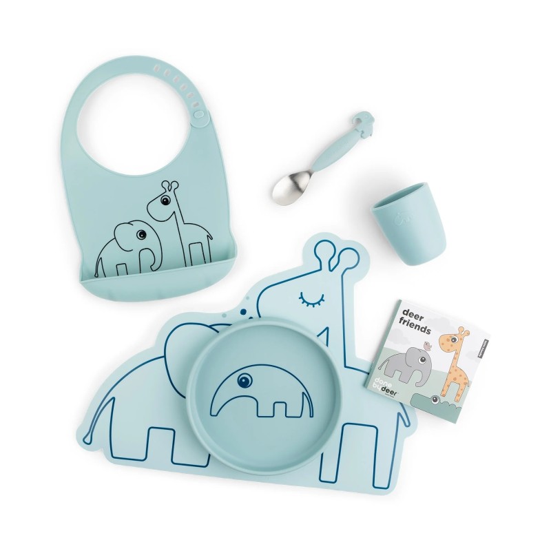 Kinderservies Cadeauset Siliconen Blue