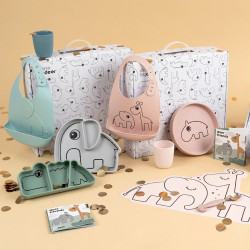 Kinderservies Cadeauset Siliconen Blue