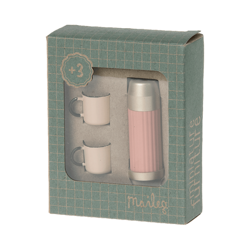 Thermosfles met 2 Mokken Soft Coral