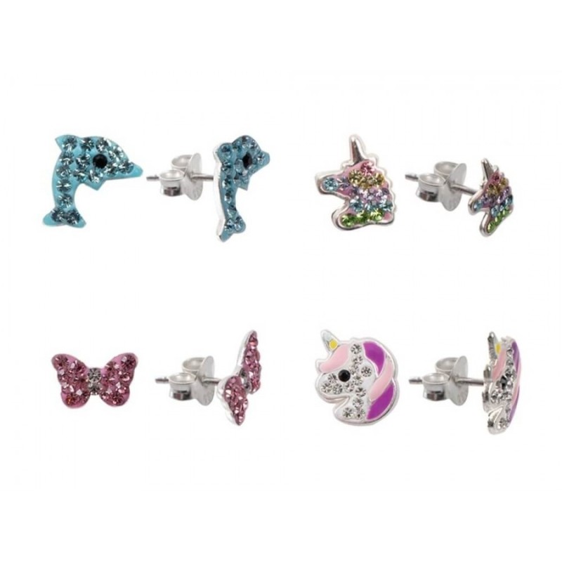 Oorsteker Zilver met Strass Steentjes Best Girls