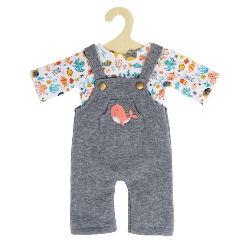 Poppenkleding Tuinbroek met T-shirt Bobby Walvis size 28-35cm