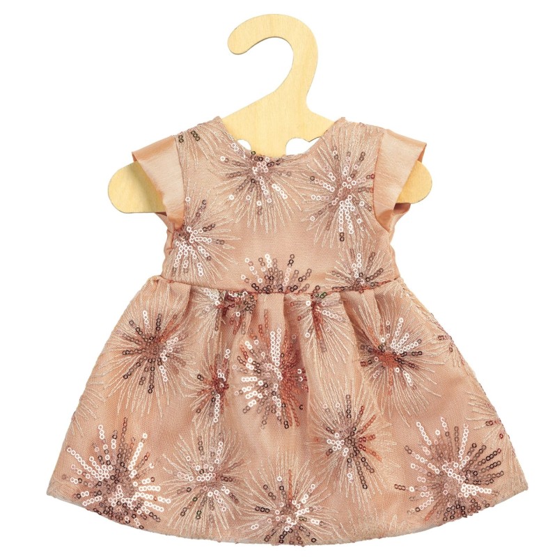 Poppenkleding Glitterjurk Goud size 28-35cm