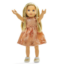 Poppenkleding Glitterjurk Goud size 28-35cm