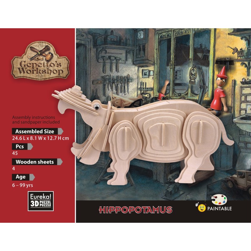 3D Hout Model Gepetto´s Hippopotamus