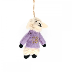 KERST Hanger Schaap met Trui Lila