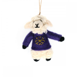 KERST Hanger Schaap met Trui Paars