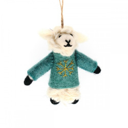 KERST Hanger Schaap met Trui Turquoise