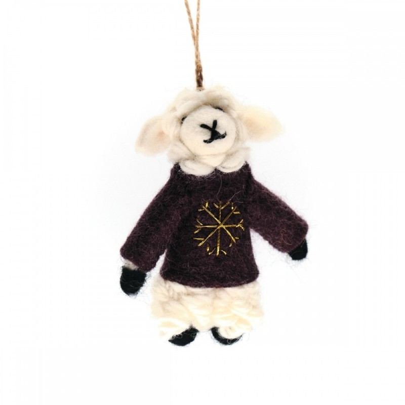 KERST Hanger Schaap met Trui Bordeaux