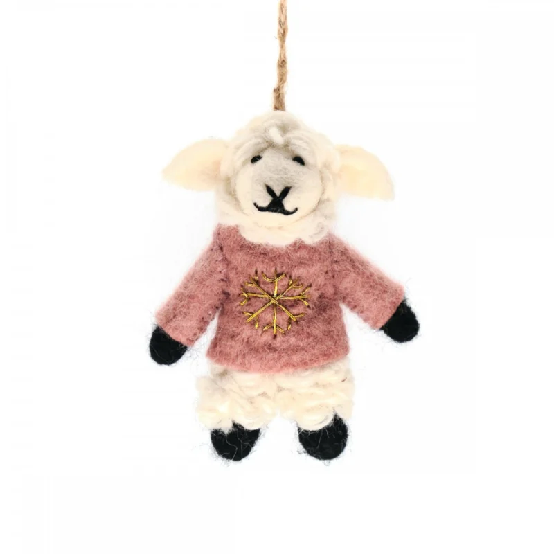 KERST Hanger Schaap met Trui Oudroze