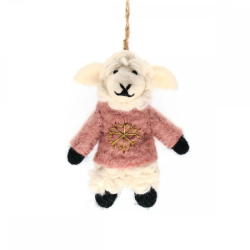 KERST Hanger Schaap met Trui Oudroze
