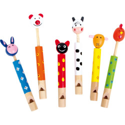 Fluit Dieren Hout  Set 6-delig