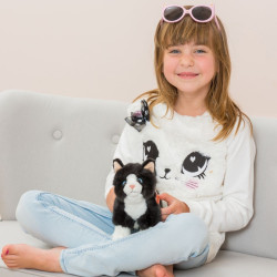 Knuffel Kat Staand Zwart Wit 20cm Knuffel Kat Staand Zwart Wit 20cm